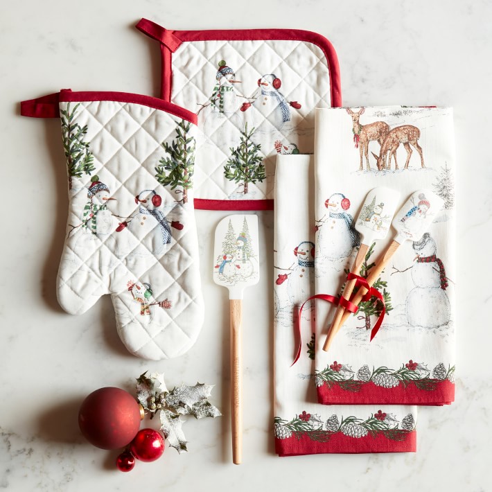 Williams Sonoma Snowman Oven Mitt & Potholder Set