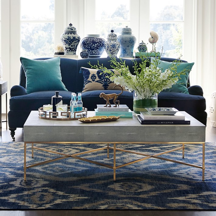 Custom River Ikat Hand Knotted Rug Blue Hand Knotted Rug Williams Sonoma