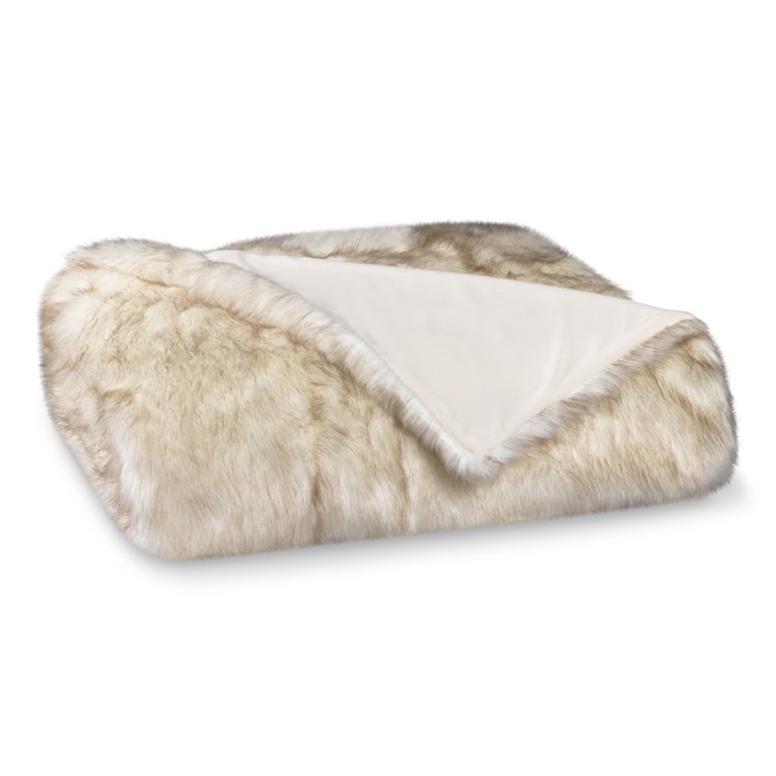 White Sable Faux Fur Bed Blanket | Williams Sonoma