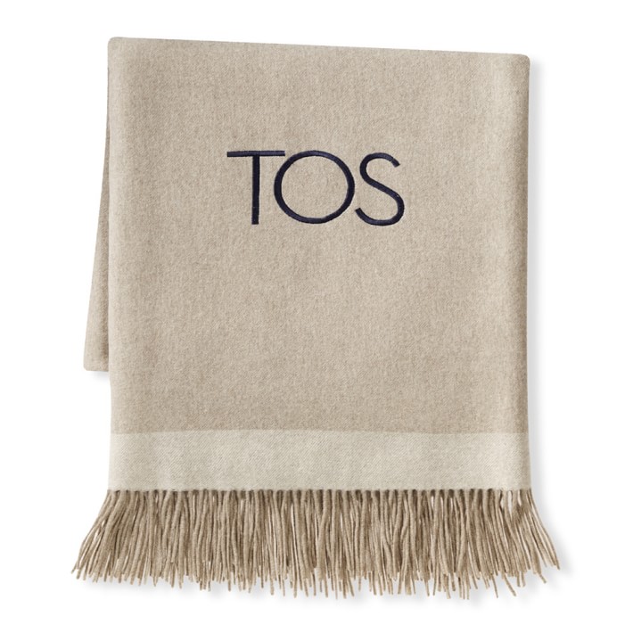 Oatmeal Border Reversible Cashmere Throw Williams Sonoma