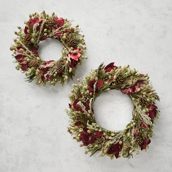 Burgundy Cedar & Pine Wreath Williams Sonoma