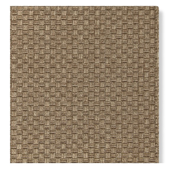 Faux Natural Basketweave Brown + Grey Outdoor Rug | Williams Sonoma