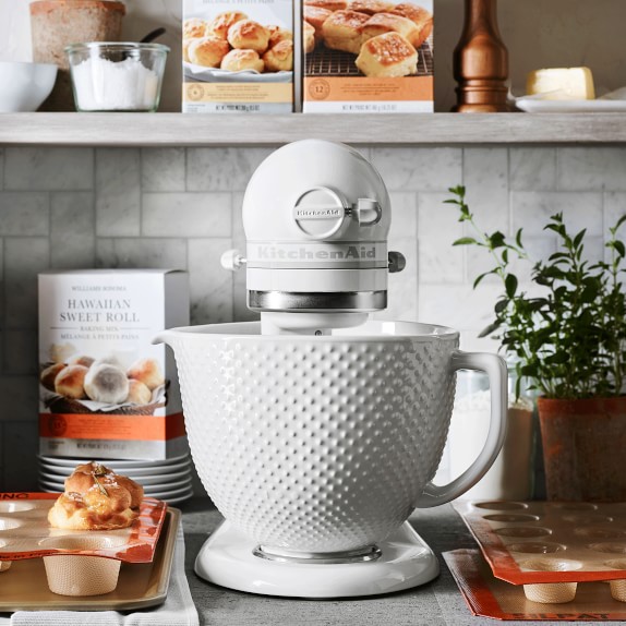KitchenAid® Artisan White Mixer with Hobnail Bowl Williams Sonoma