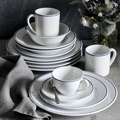 Apilco Tradition Blue-Banded Porcelain Dinnerware Sets | Williams Sonoma