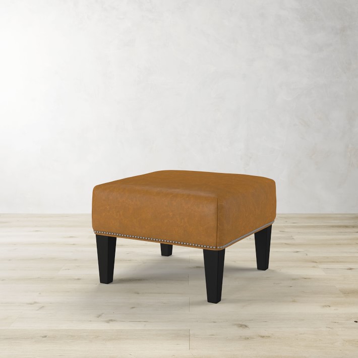 Fairfax Square Ottoman Tapered Leg with Smooth Top Williams Sonoma