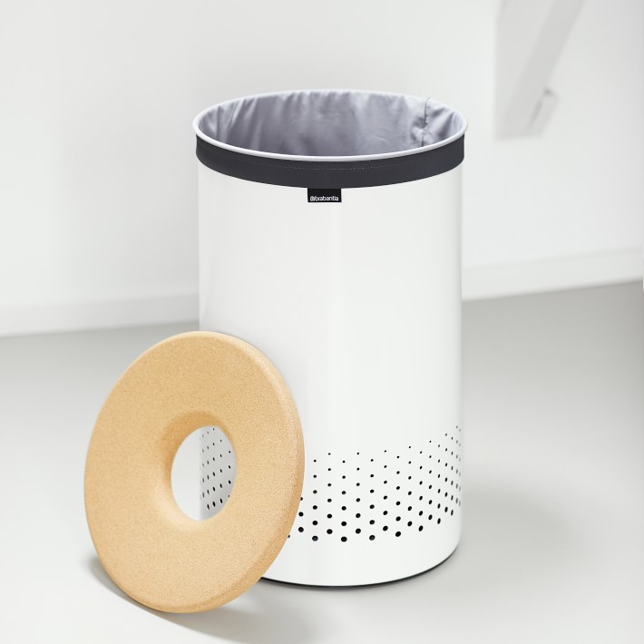 Brabantia 60Liter Laundry Hamper White with Cork Lid Williams Sonoma