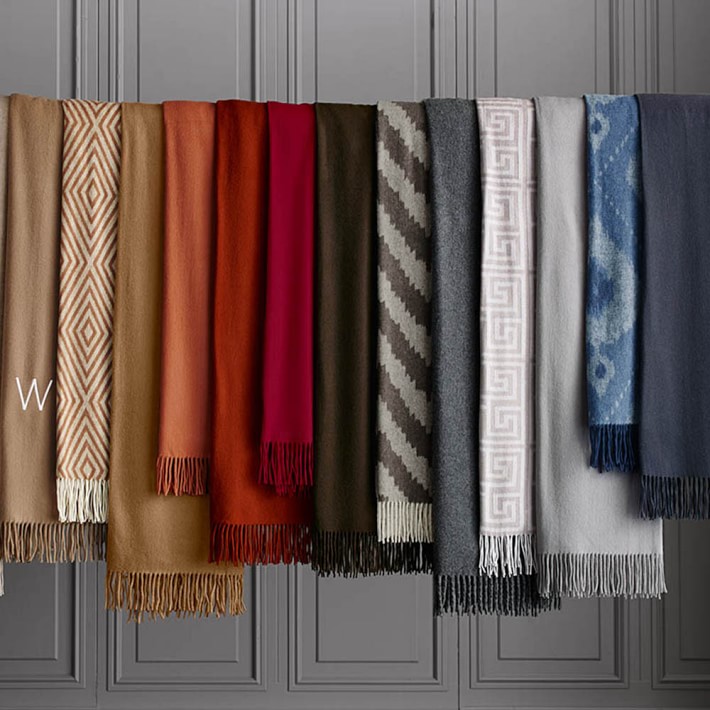 Blue Ikat Cashmere Throw Blanket Williams Sonoma