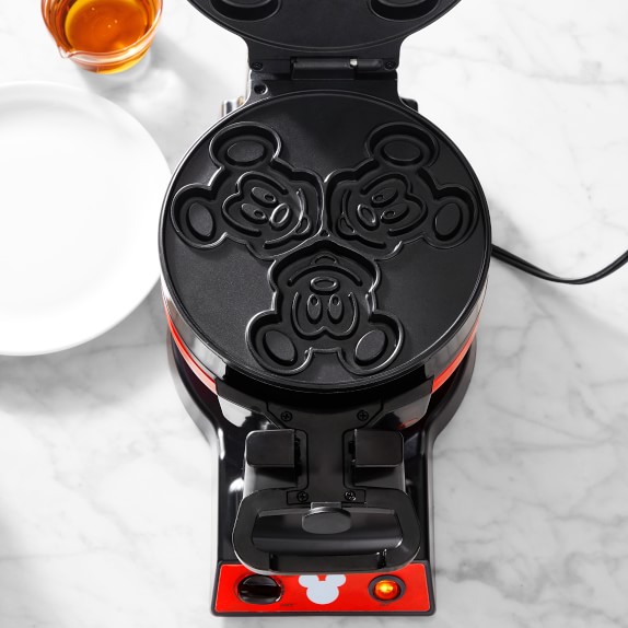 Disney Mickey Mouse Double Flip Waffle Maker In Red Black Williams Sonoma