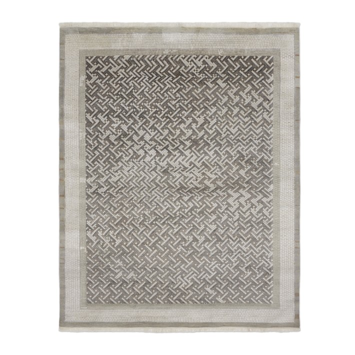 Custom Luke Irwin Deverill Mosaic Hand Knotted Rug Steeple Grey Hand