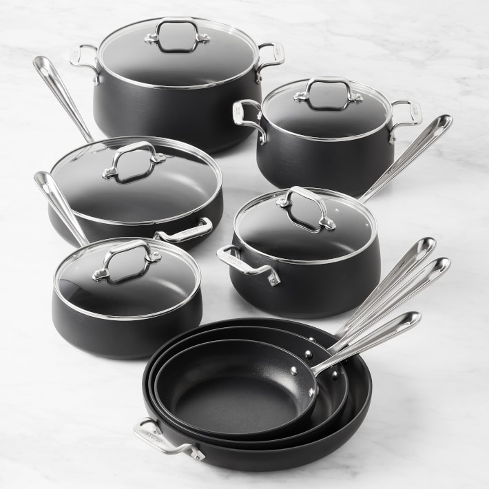 All Clad Ha1 Hard Anodized Nonstick 13 Piece Cookware Set Williams Sonoma 2124