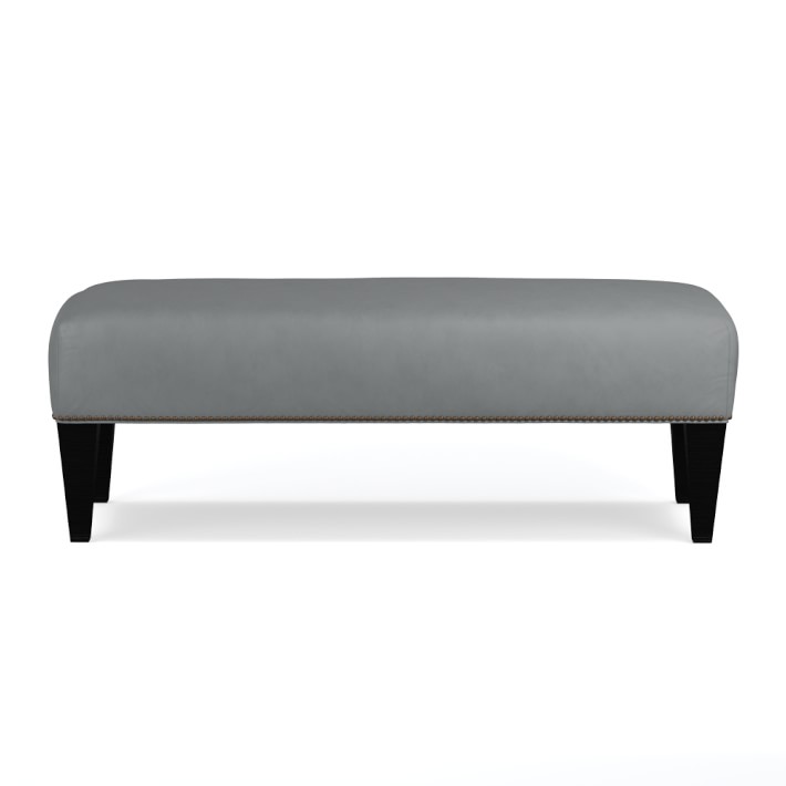 Fairfax Leather Bench Ottoman Tapered Leg with Smooth Top Williams