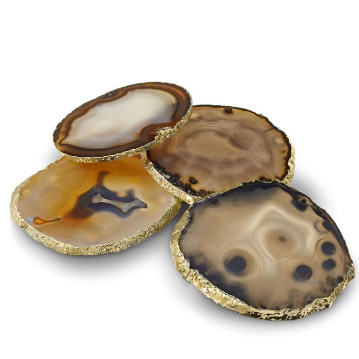 Agate Coasters with Rim Set of 4 Decorative Object Williams Sonoma