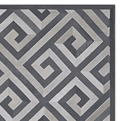 Gray & White Greek Key Jacquard Kitchen Mat