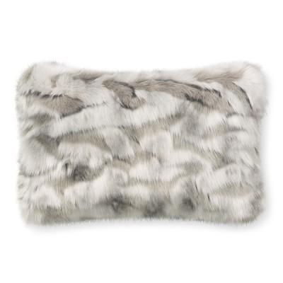 Fable Soft Gray Vegan Washable Faux Fur lumbar decorative Pillow