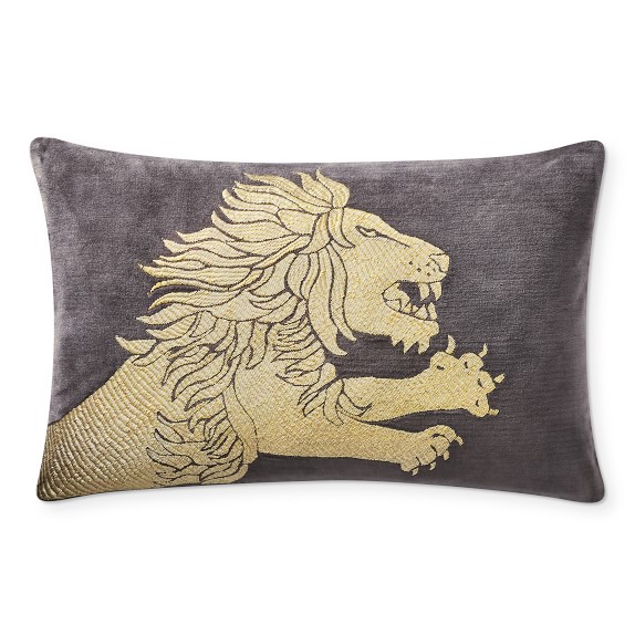 Grey Feroce Leone Zardozi Lumbar Pillow Williams Sonoma