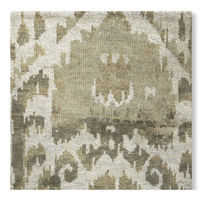 Burnished Ikat Hand Knotted Rug Swatch Grey Williams Sonoma