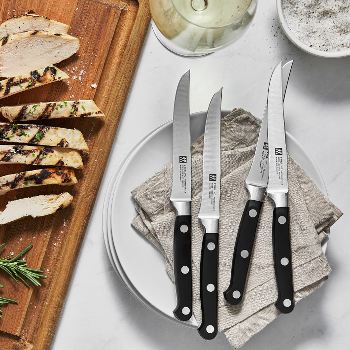 Jean Dubost 6 Eco-Friendly Steak Knives in a Block - Gray Handles