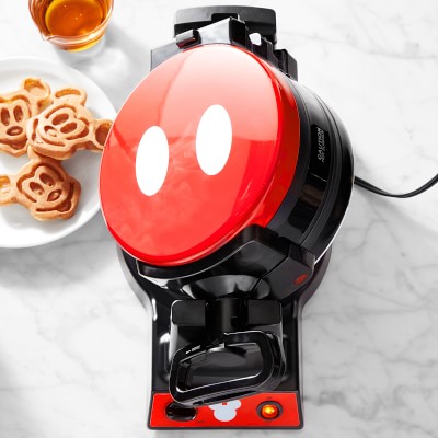 Disney Mickey Mouse Double Flip Waffle Maker In Red Black Williams Sonoma