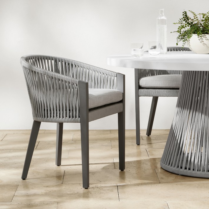 Pasadena Outdoor Fiberstone and Rope Round Dining Table Williams Sonoma