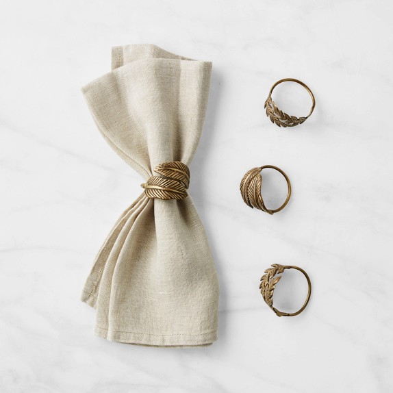 Antique Brass Leaf Napkin Rings Williams Sonoma