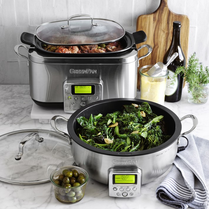 GreenPan™ Premiere Stainless-Steel Slow Cooker The Slow Way To Big Flavor  Cookbook Williams Sonoma
