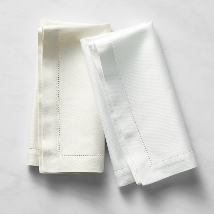 Hotel Hemstitched Dinner Cloth Napkins - Set Of 12 