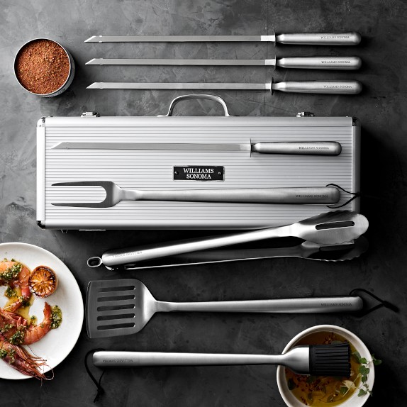 Williams Sonoma Stainless-Steel Handled 4-Piece BBQ Tool Set With ...