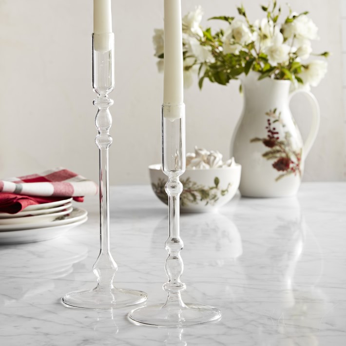 Borosilicate Clear Taper Candle Holders Williams Sonoma