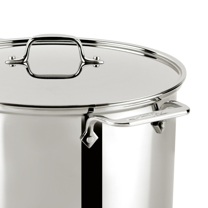 16 qt, 11-1/2 Diameter Stock Pot with Lid, Stainless Steel, Encapsulated  Base, Dishwasher Safe
