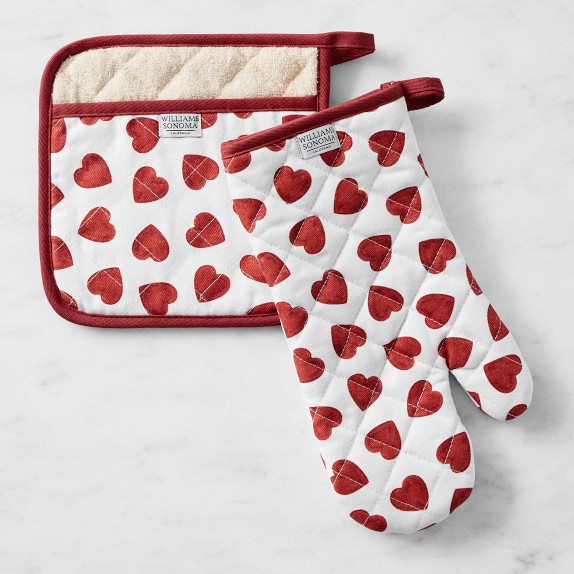 ALL-CLAD Red 100% Cotton Quilted Oven Mitts Set of 2 Pre Owned