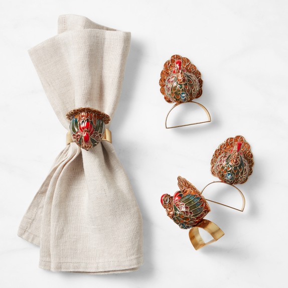 Cloisonne Turkey Napkin Rings, Set of 4 Williams Sonoma