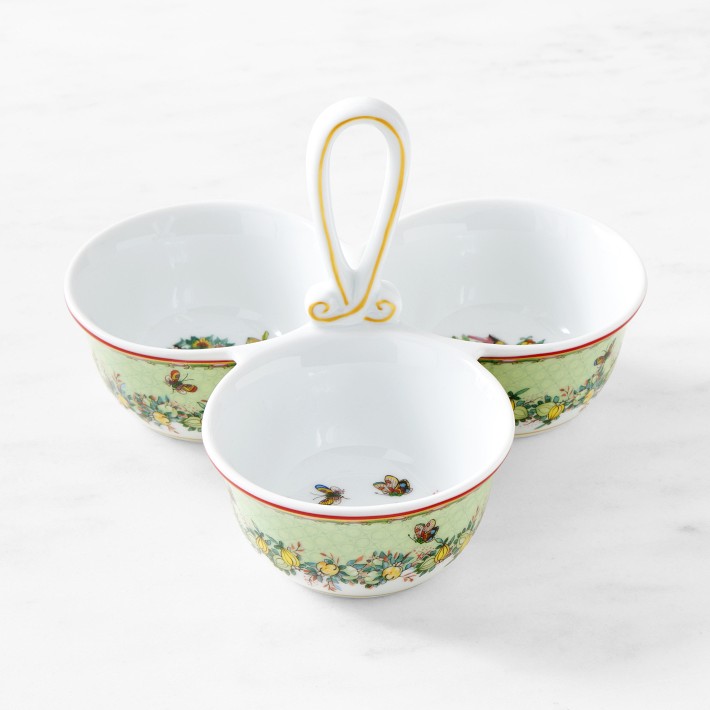 Famille Rose Triple Condiment Dish