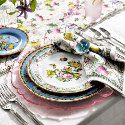 Famille Rose Dinner Plates - Green Rim | Williams Sonoma