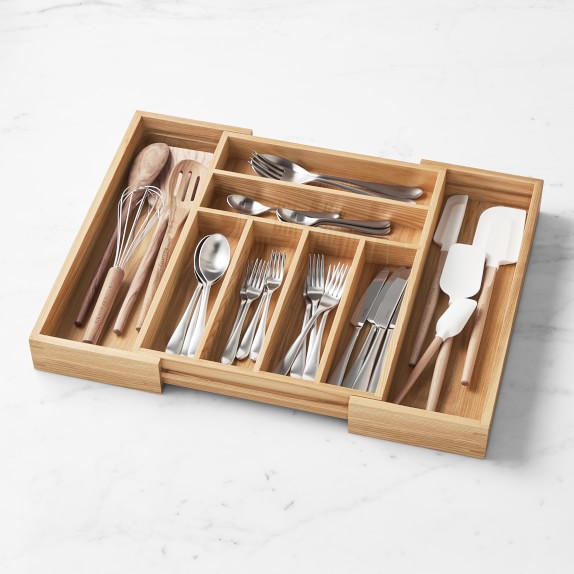 Hold Everything Expandable InDrawer Flatware Organizer, Ashwood