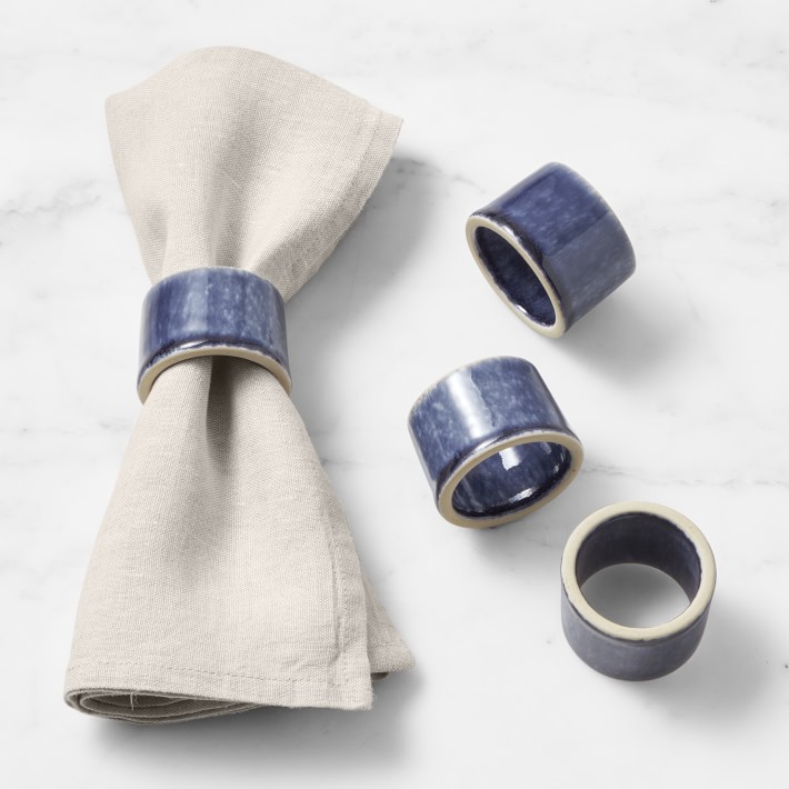 Cyprus Reactive Glaze Napkin Rings Set of 4 Williams Sonoma