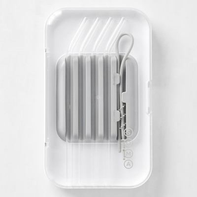 Soma Glass Straw Set with Case and Cleaning Tool, Set of 4, Clear