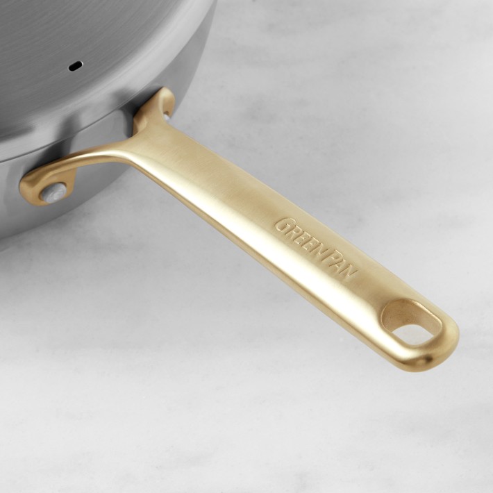 GP5 Stainless Steel 4-Quart Sauté Pan with Lid | Champagne Handles