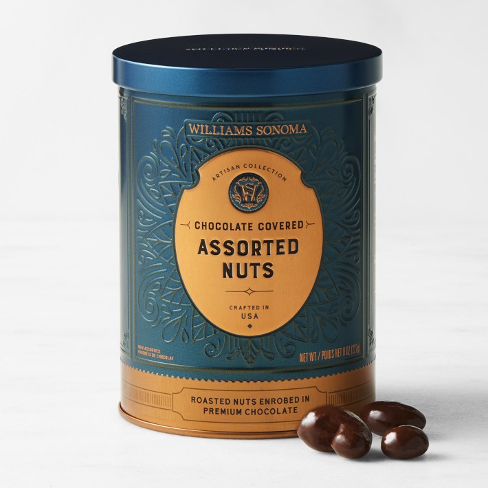 Williams Sonoma Signature Tin, Chocolate Covered Assorted Nuts Williams Sonoma