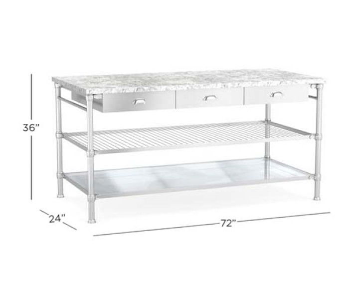 Modular Double Marble Top Kitchen Island