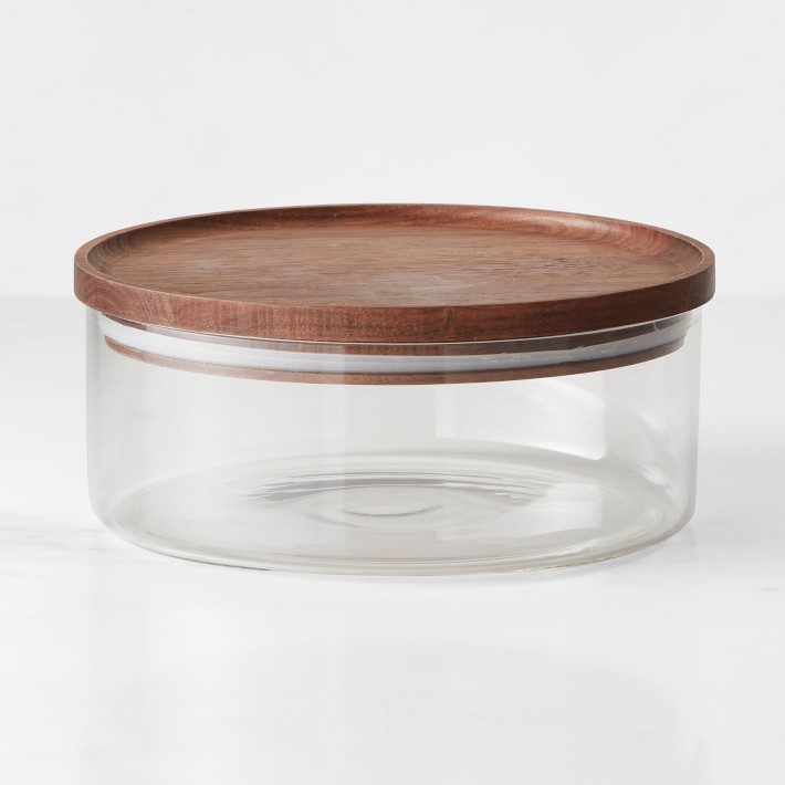 Stackable Glass Storage Jars With Hand-Turned Walnut Wooden Lids