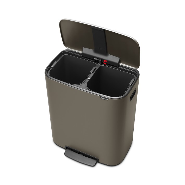Cooks Professional Dual Recycle Kitchen Pedal Bin 60L, Dual Pedal, 2 x  30L Removable Compartments