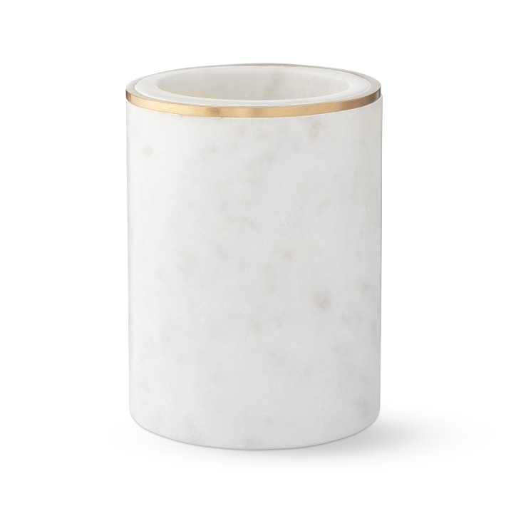 White Marble and Brass Bath Accessories | Williams Sonoma