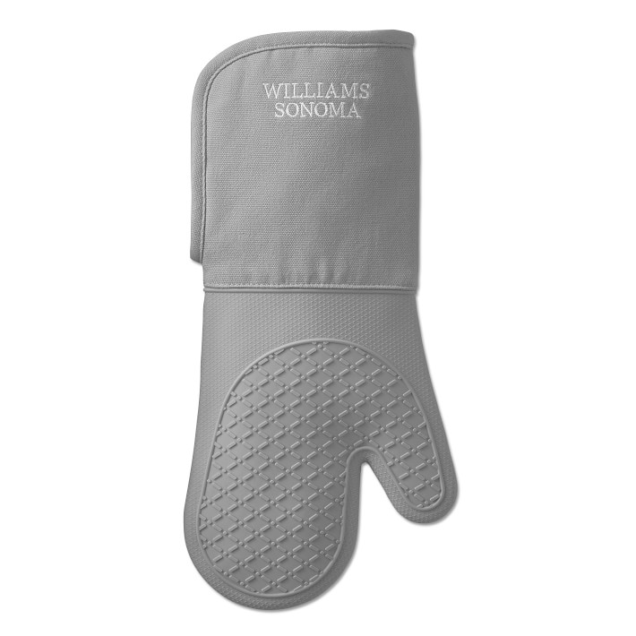 Black Silicone Oven Mitt - Heat-Resistant, Cotton Lining - 13 x 7 1/2 x  1/2 