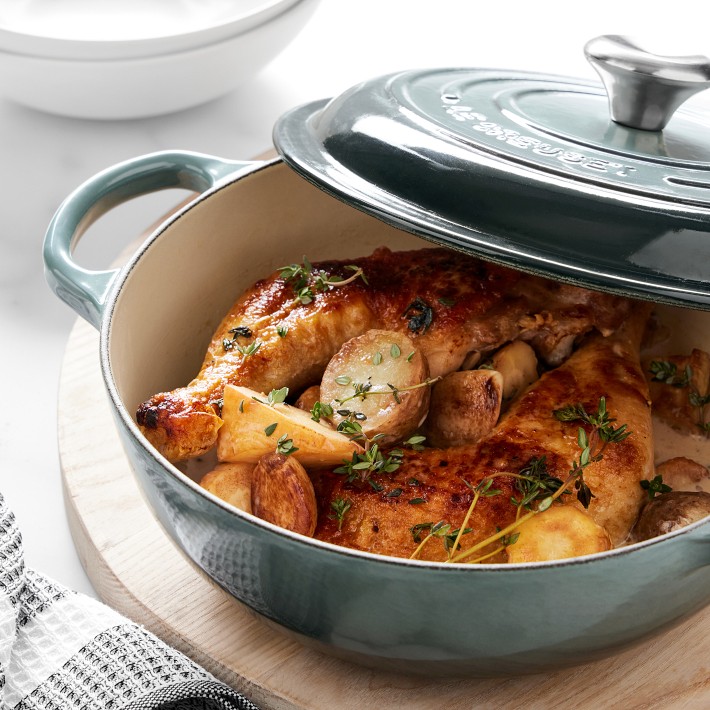 Le Creuset - New! This Oval Skillet with Glass Lid is available now as part  of our Factory to Table Clearance Sale. Its enameled cast iron construction  provides steady and even heat