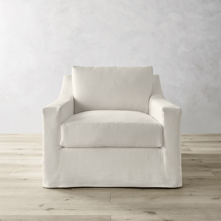 Belgian slope discount arm slipcovered armchair