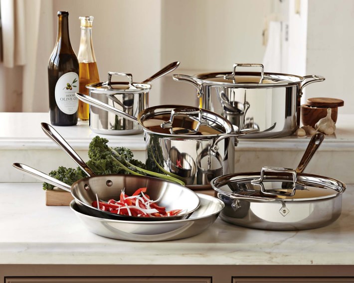 All-Clad D5 Brushed Stainless Steel 7-piece Cookware Set