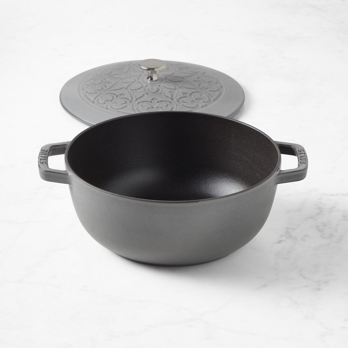 Staub Cast Iron 3.75-qt Essential French Oven with Lilly Lid - Graphite Grey