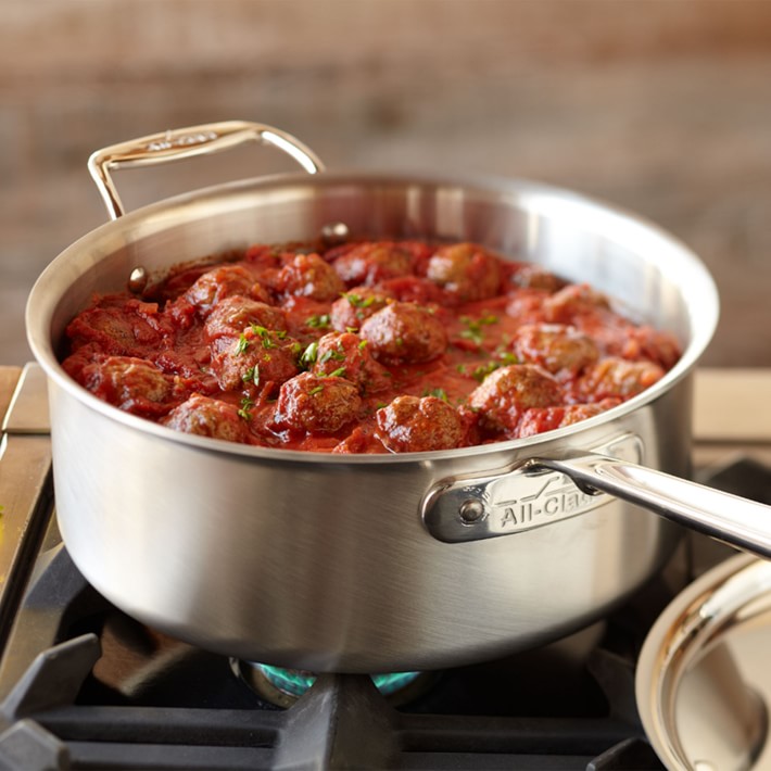 AllClad d5 Brushed StainlessSteel 6Qt. Deep Sauté Pan Williams Sonoma