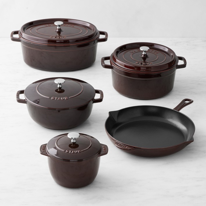 Cast Iron Cookware Set of 8 With Enamel Coating - Hob & Oven Safe