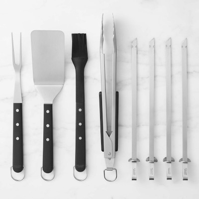 Williams Sonoma Stainless-Steel Handled 4-Piece BBQ Tool Set with Storage  Case, Grill Tools